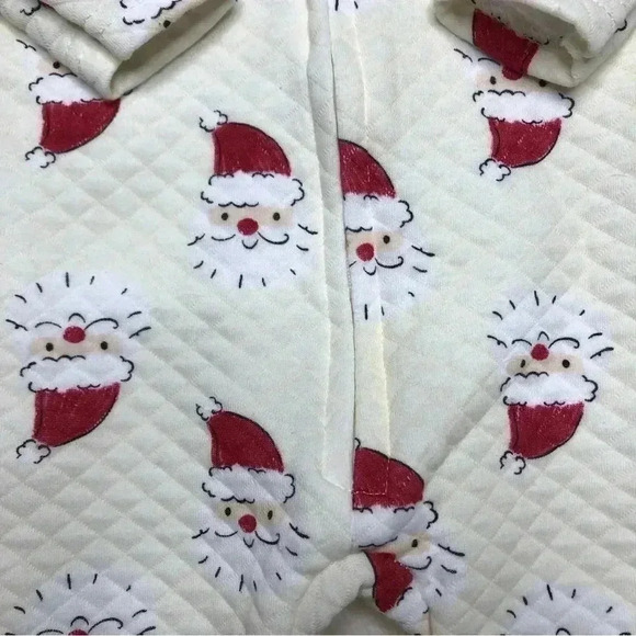 Chick Pea Footed Onesie Christmas Santa Pajamas Zippered White & Red 3-6 Months - Picture 5 of 16